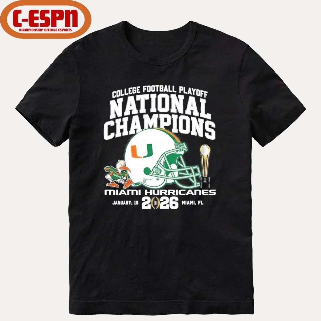 College Football Playoff National Champions Miami Hurricanes Helmet T-Shirt