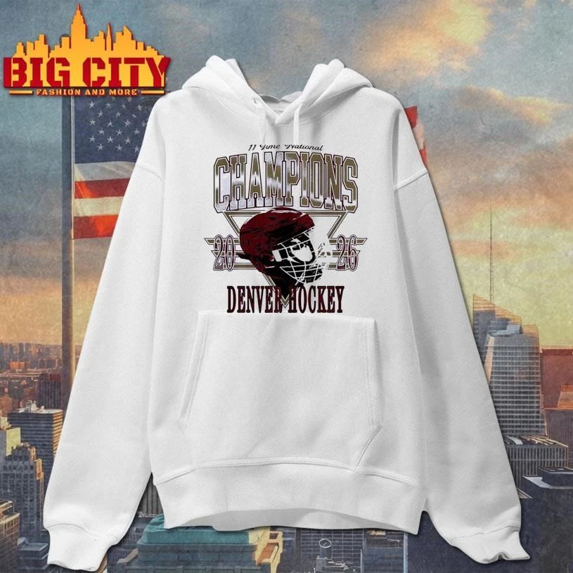 Denver Pioneers NCAA Hockey 11 Yime Ivational National Champions helmet Shirt