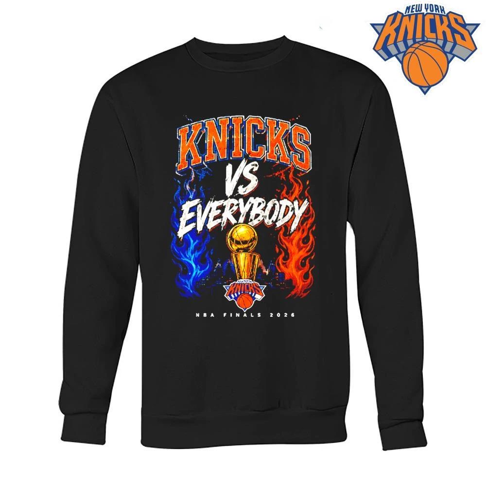 New York Knicks Vs Everybody Fire Trophy Vintage NBA Finals 2026 Shirt