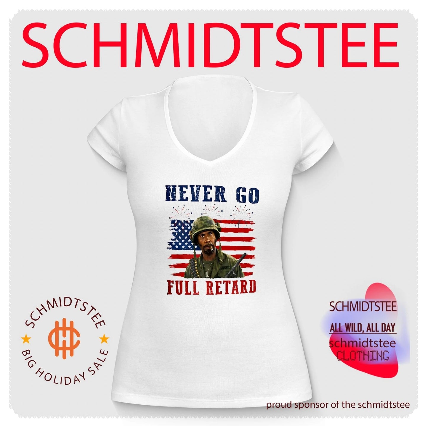 Kirk Lazarus Tropic Thunder 4th Of July Never Go Full Retard shirt