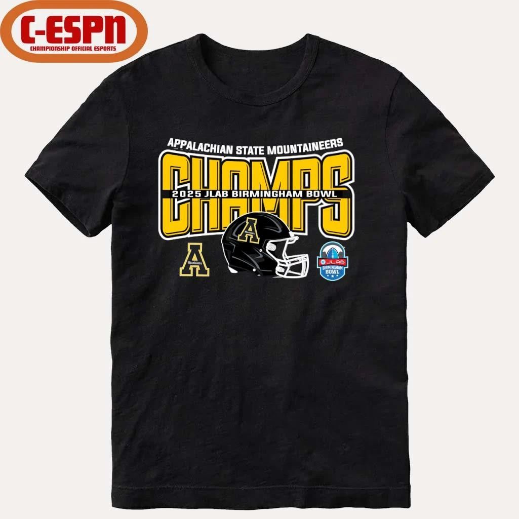 Appalachian State Football 2025 JLAB Birmingham Bowl Champions Helmet Shirt