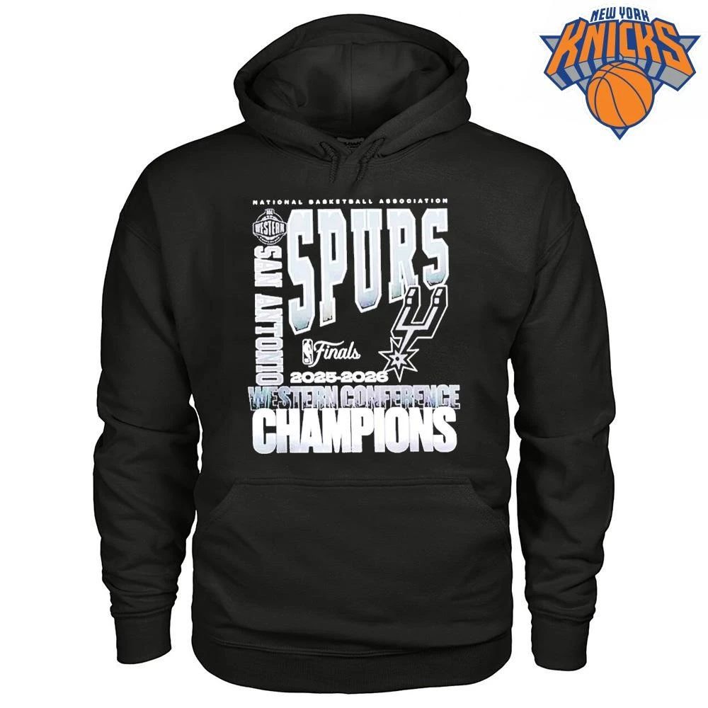San Antonio Spurs Fanatics Black 2026 NBA Western Conference Champions Stacked Block Shirt