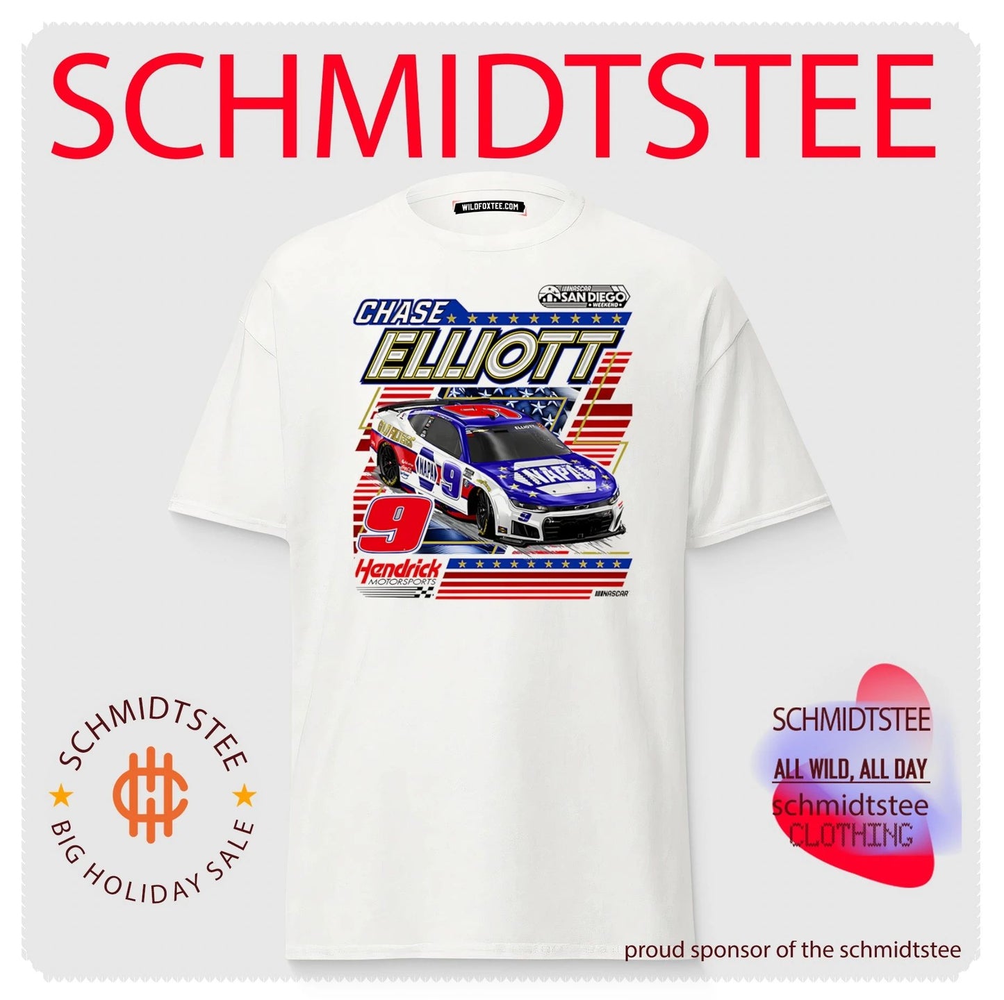 Chase Elliott Ink Tan NAPA NASCAR San Diego Weekend graphic shirt