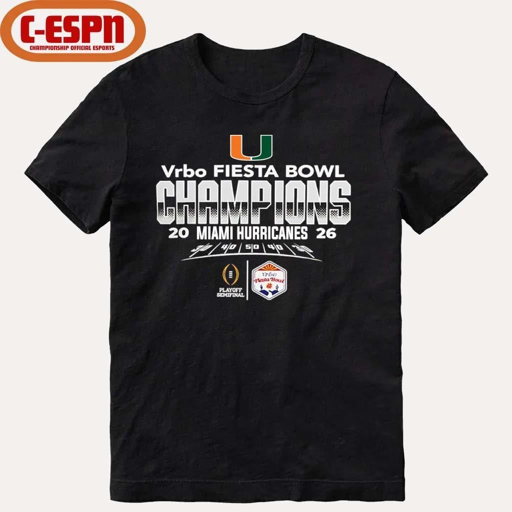 Miami Hurricanes Vrbo Fiesta Bowl Champions Logo T-Shirt