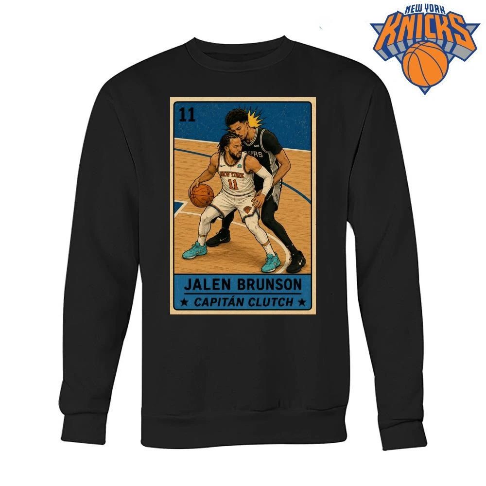 Jalen Brunson Capitán Clutch New York Knicks Basketball Graphic Shirt