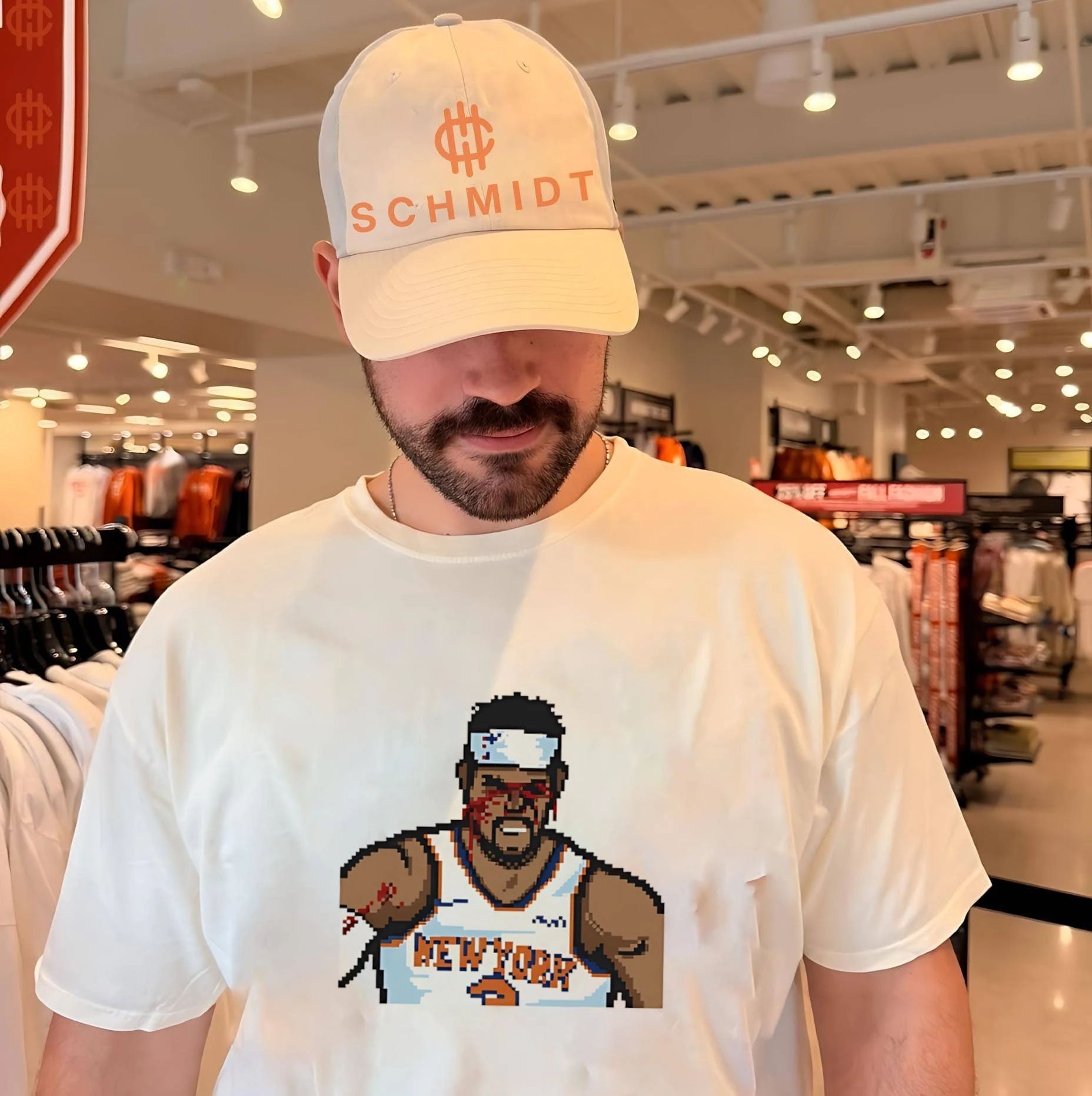 New York Knicks Josh Hart bloody face 8-bit graphic shirt