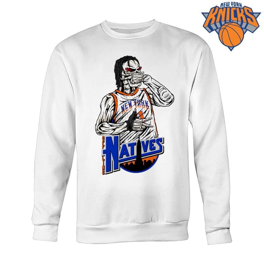 Offline Natives New York Knicks Jalen Brunson Skull Skeleton Three Goggles Graphic nba finals 2026 shirt