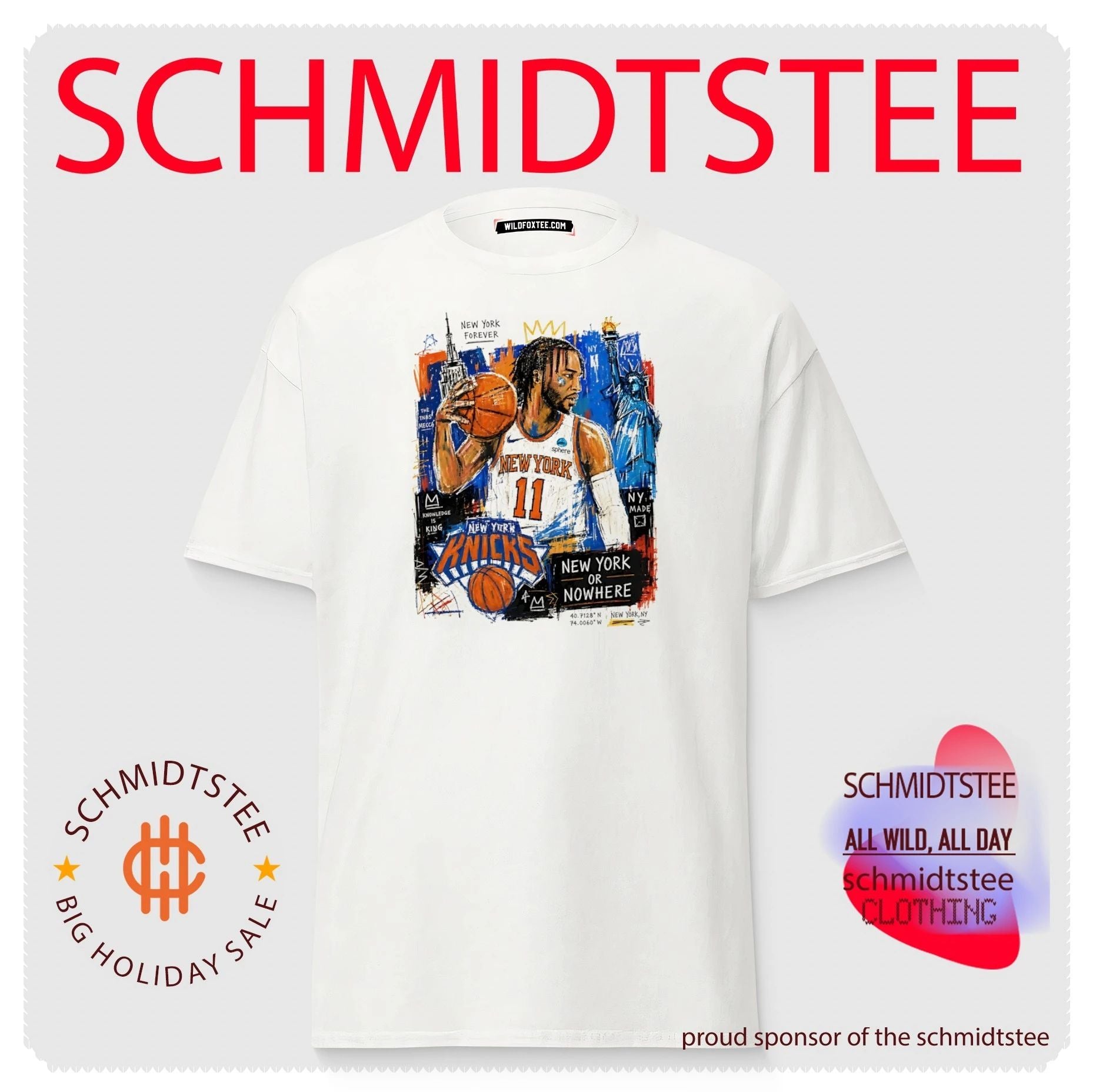 Jalen Brunson New York Knicks graffiti style New York City landmarks shirt
