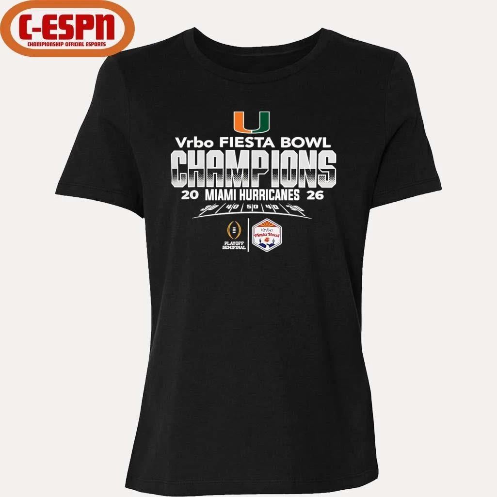 Miami Hurricanes Vrbo Fiesta Bowl Champions Logo T-Shirt