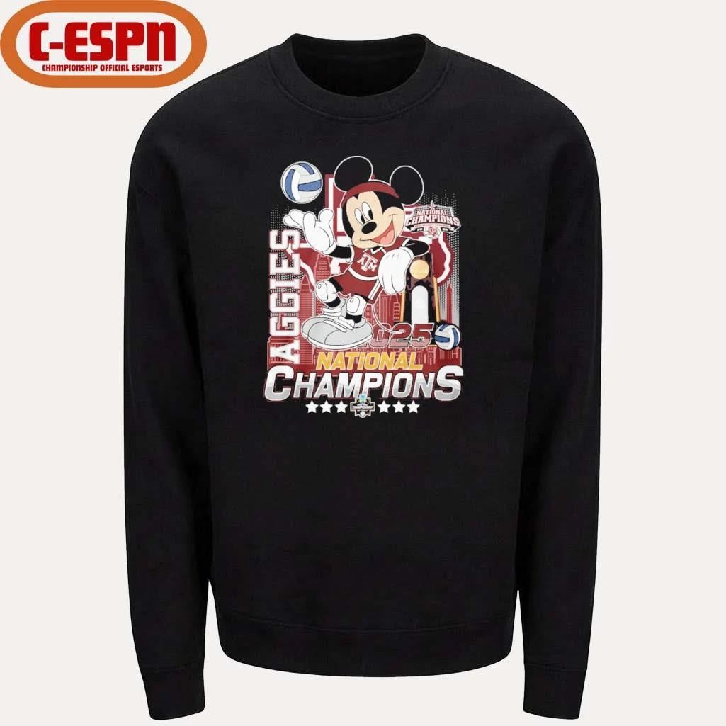 Mickey Mouse X Texas A&m Aggies 2025 NCAA Volleyball National Champions Shirt