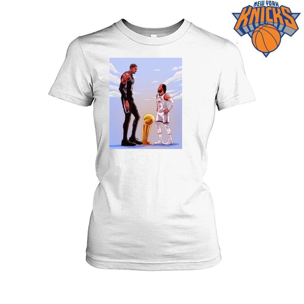 San Antonio Spurs Victor Wembanyama vs New York Knicks Jalen Brunson 2026 NBA Finals Cartoon Art Graphic Shirt