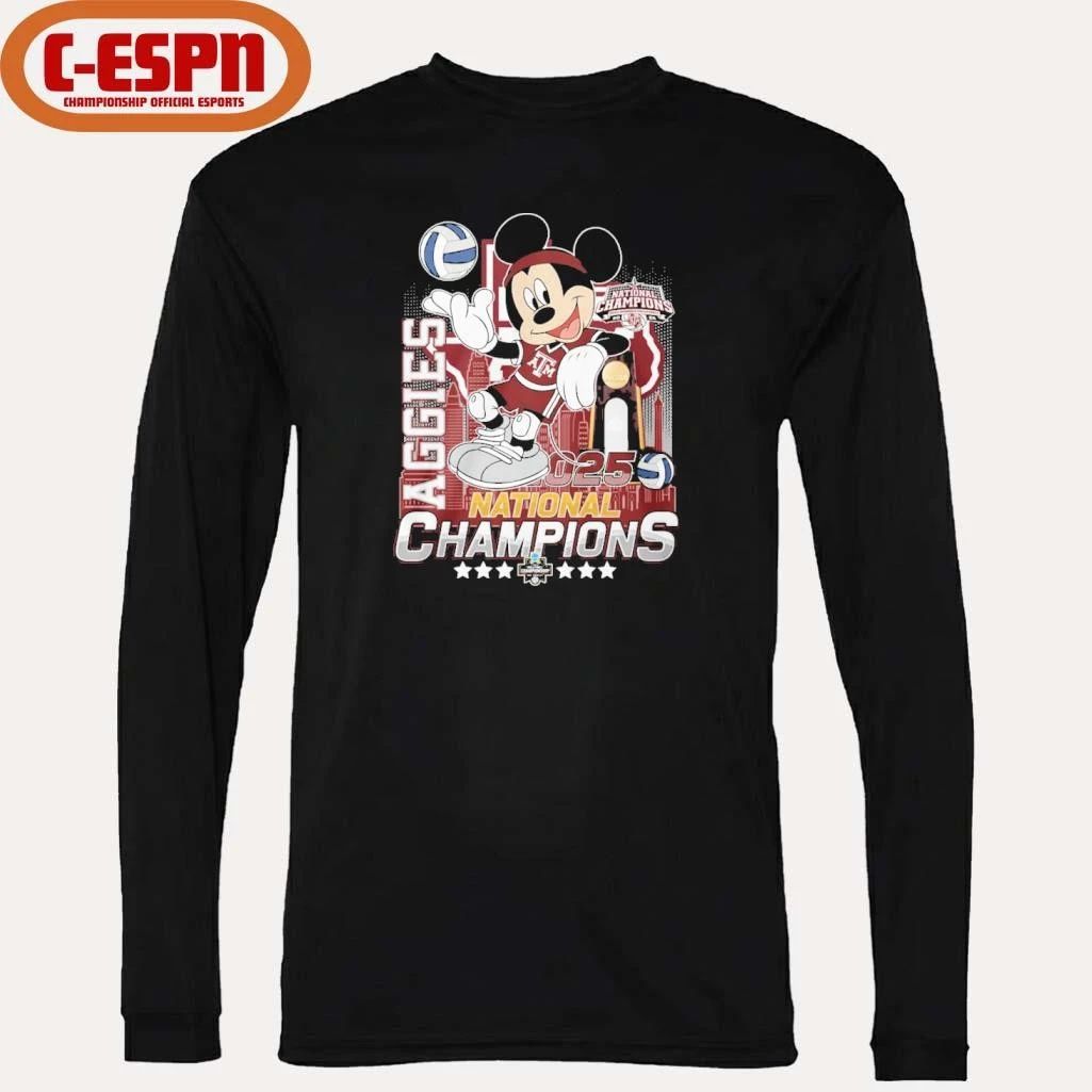 Mickey Mouse X Texas A&m Aggies 2025 NCAA Volleyball National Champions Shirt