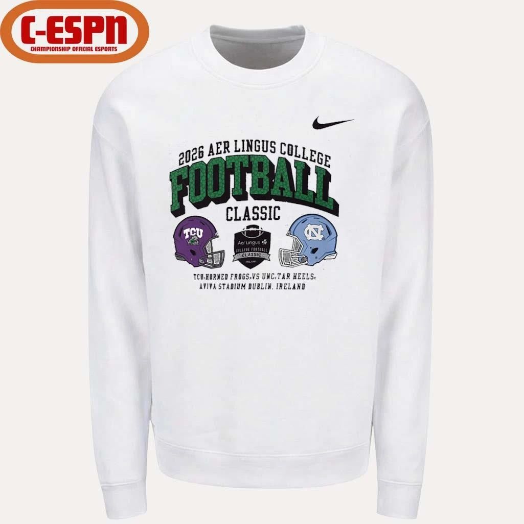 Nike TCU Horned Frogs Vs UNC Tar Heels Aer Lingus College Football Classic Matchup Shirt