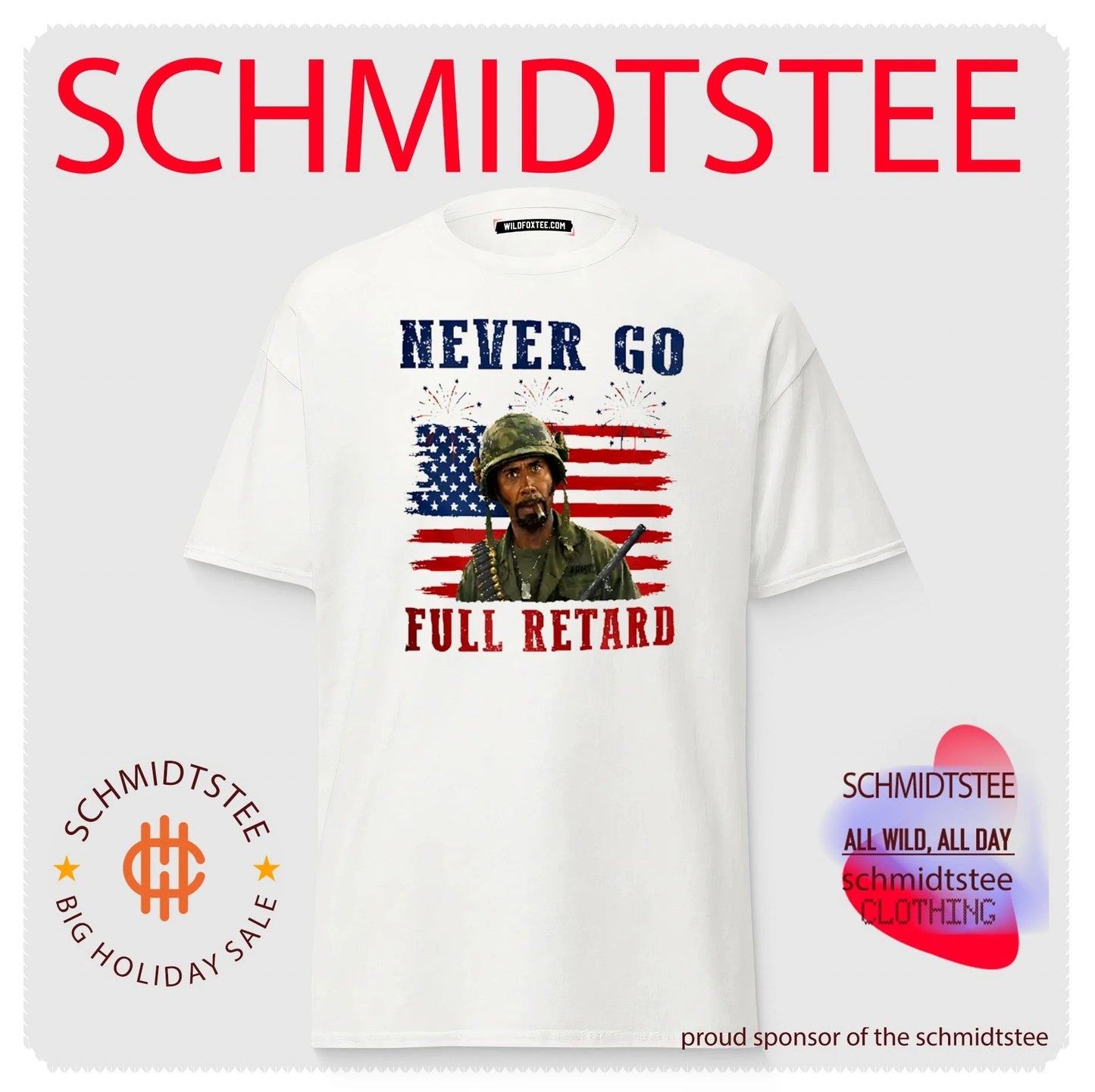 Kirk Lazarus Tropic Thunder 4th Of July Never Go Full Retard shirt