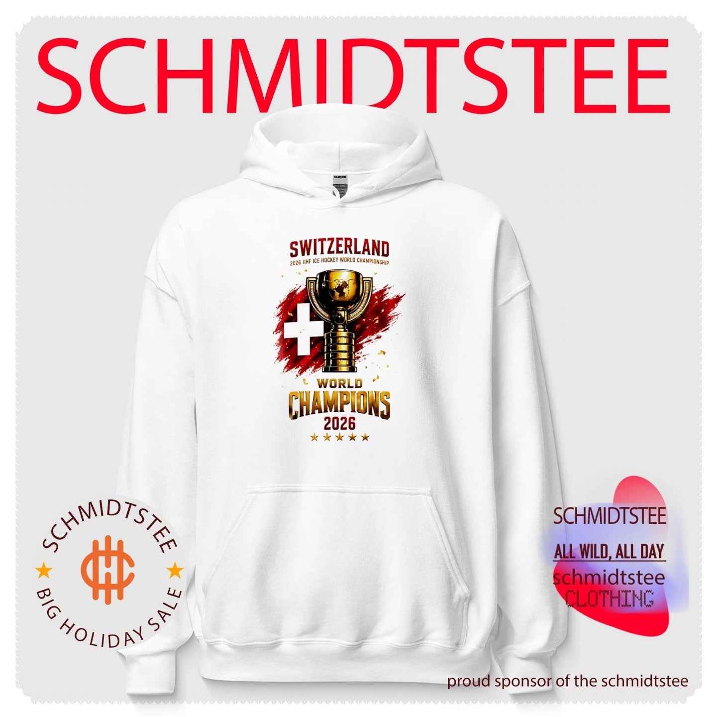 Switzerland 2026 IIHF Ice Hockey World Champions trophy shirt