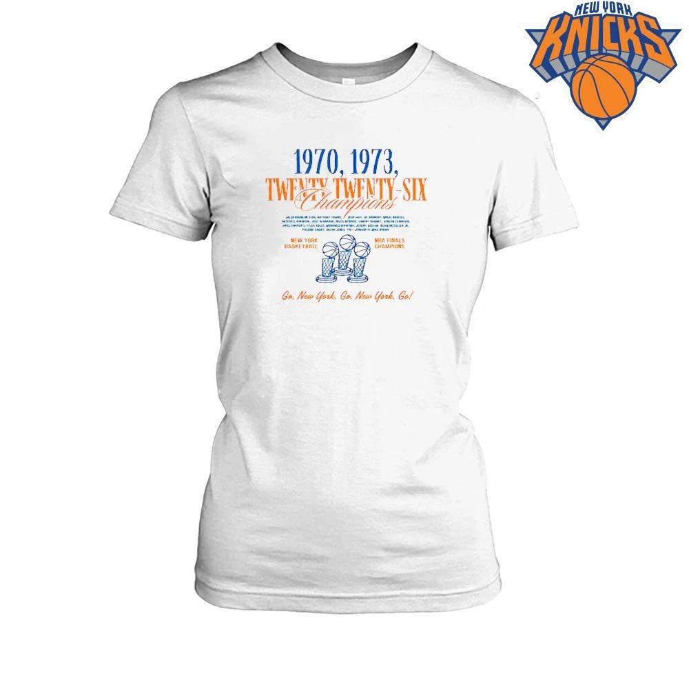 Vintage New York Basketball 1970 1973 Twenty Twenty Six Champions Trophy White Tee Shirt