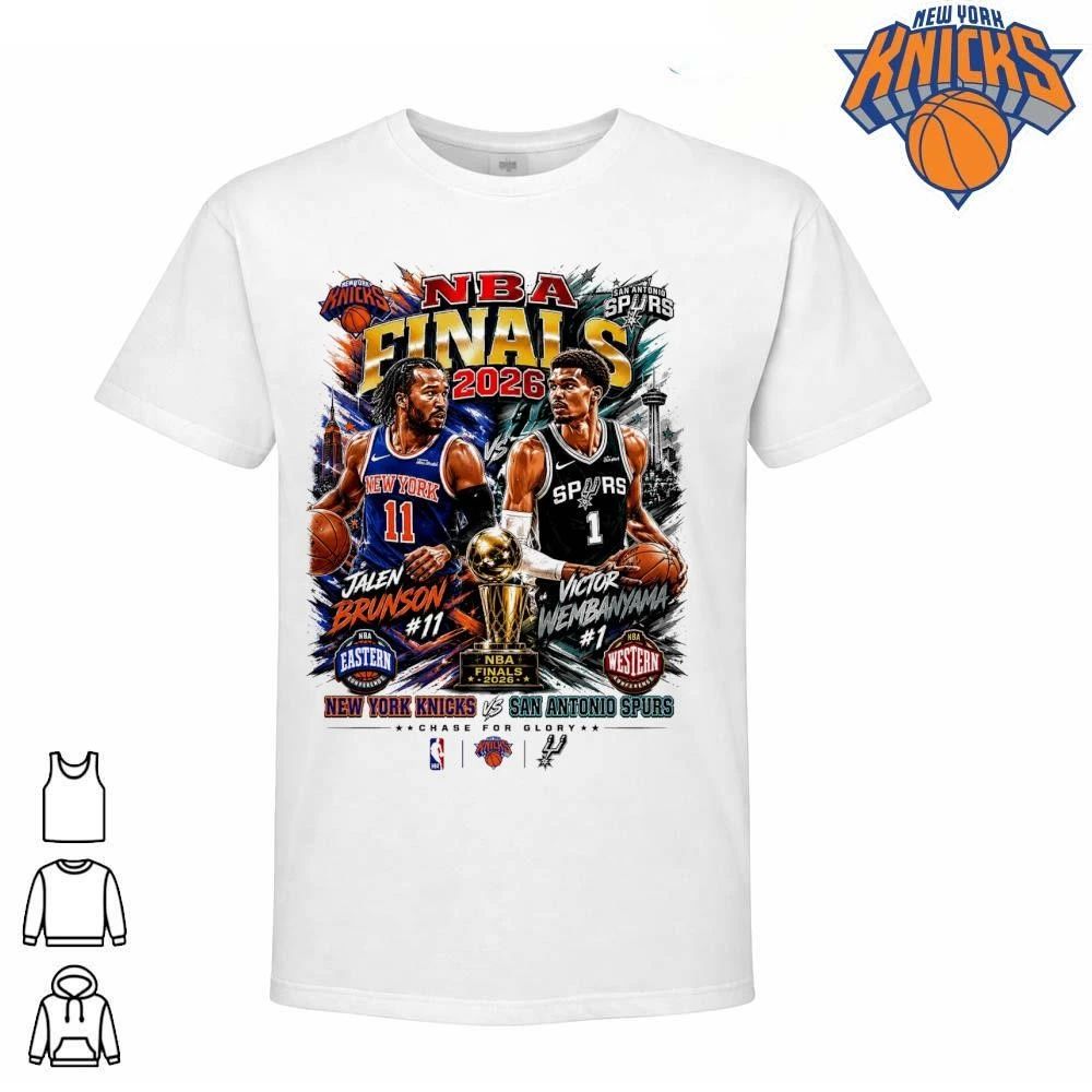 NBA Finals 2026 Game 1 New York Knicks vs San Antonio Spurs Jalen Brunson Victor Wembanyama Bootleg Vintage T Shirt