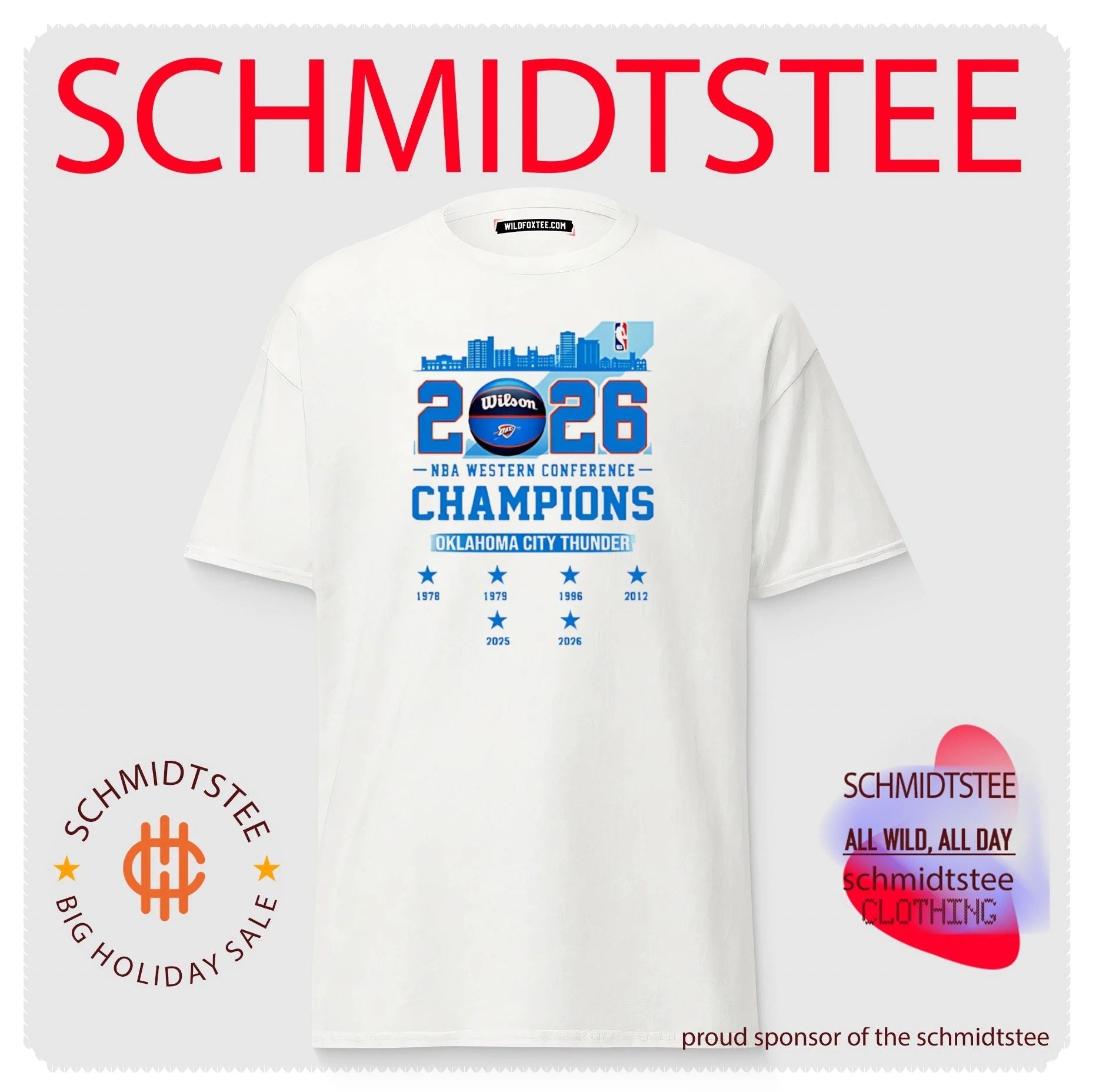 Oklahoma City Thunder 2026 NBA Western Conference Champions 6 Time skyline shirt