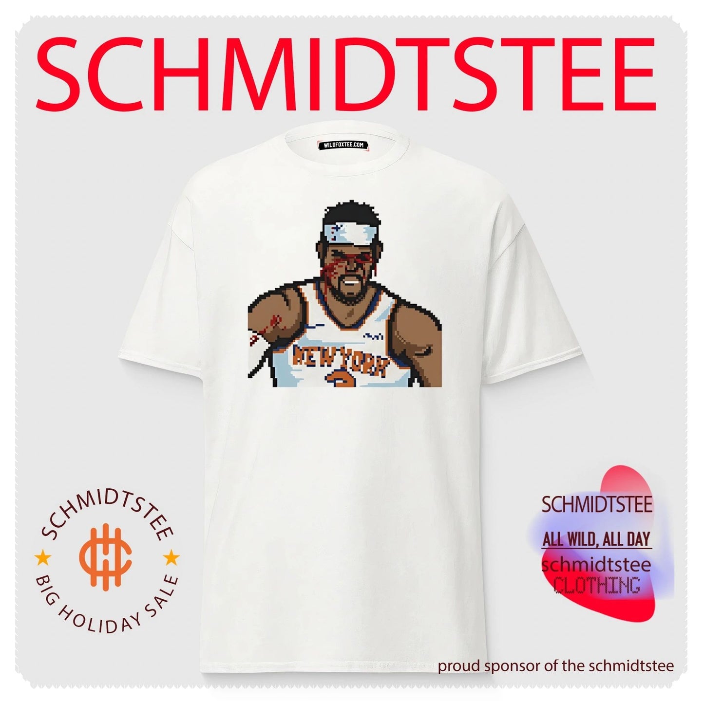 New York Knicks Josh Hart bloody face 8-bit graphic shirt