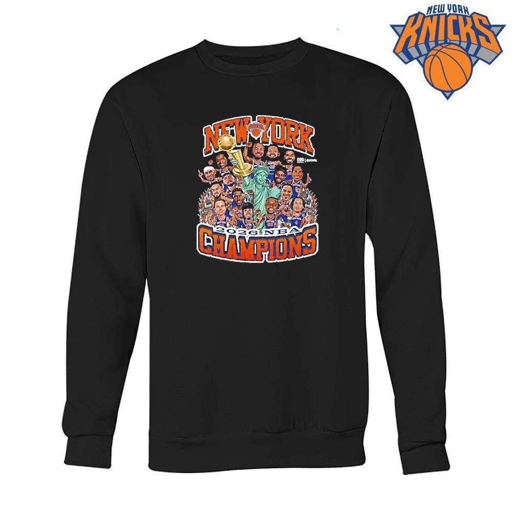 New York Knicks Nba Finals 2026 Champions Team Caricature Shirt