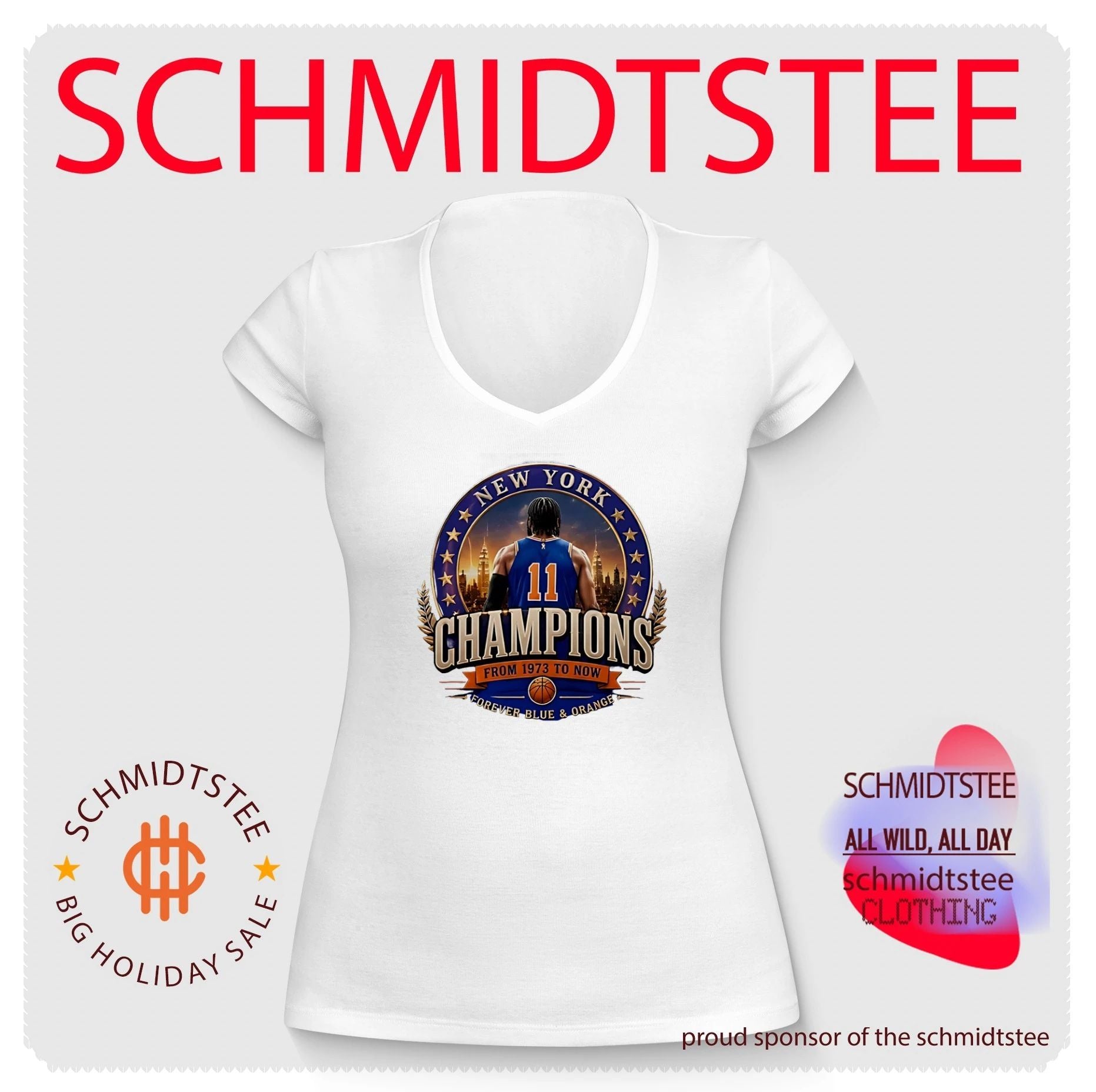 New York Knicks Champions from 1973 to now forever blue and orange shirt