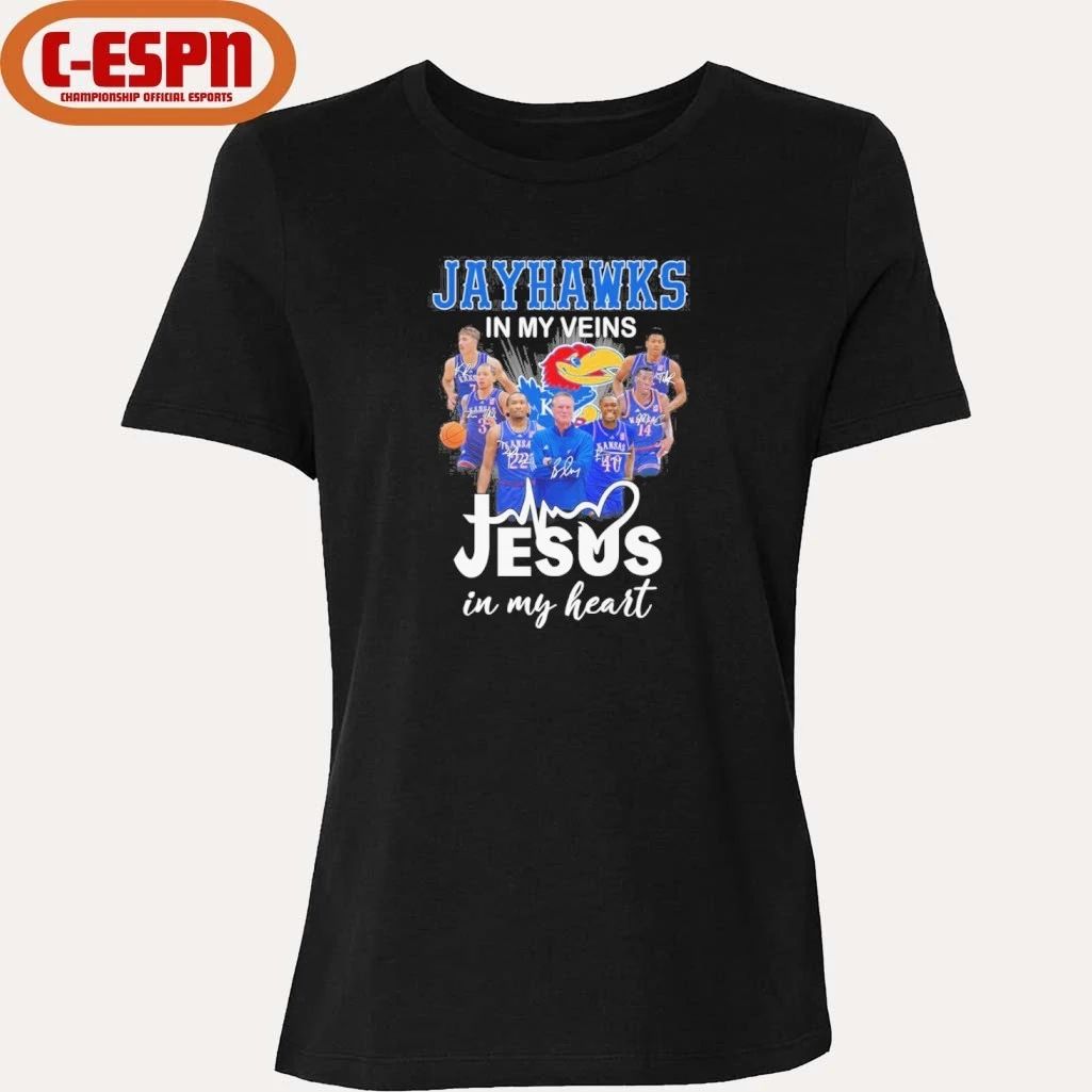 Kansas Jayhawks Basketball In My Veins Jesus In My Heart Shirt