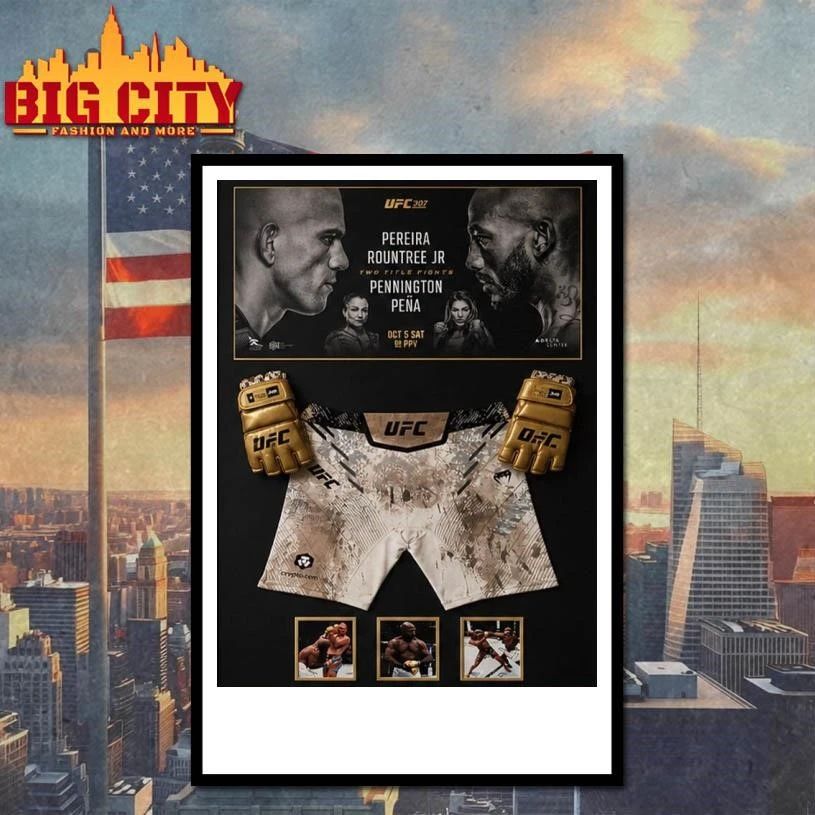Original Khalil Rountree Jr Showcases Shorts And Gold Gloves Iconic UFC 307 War Poster Shirt