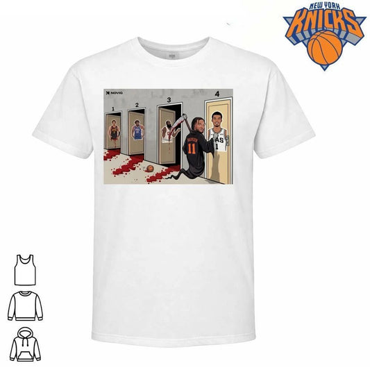 Jalen Brunson Grim Reaper Knocking On Doors Victor Wembanyama Trae Young Joel Embiid James Harden NBA Finals 2026 Meme Shirt