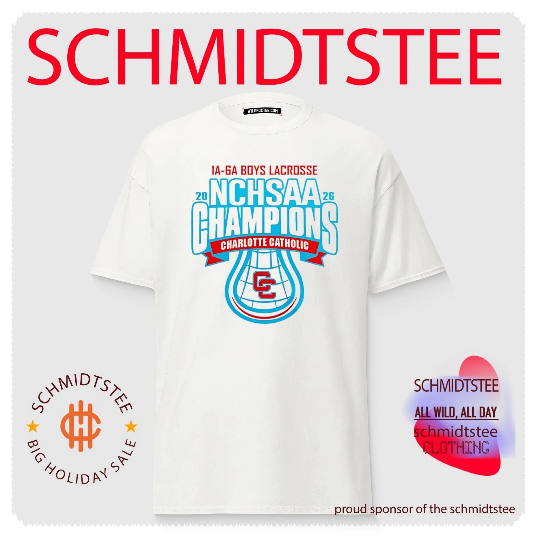 Charlotte Catholic Cougars NCHSAA 1A-6A Boys Lacrosse Champions 2026 shirt