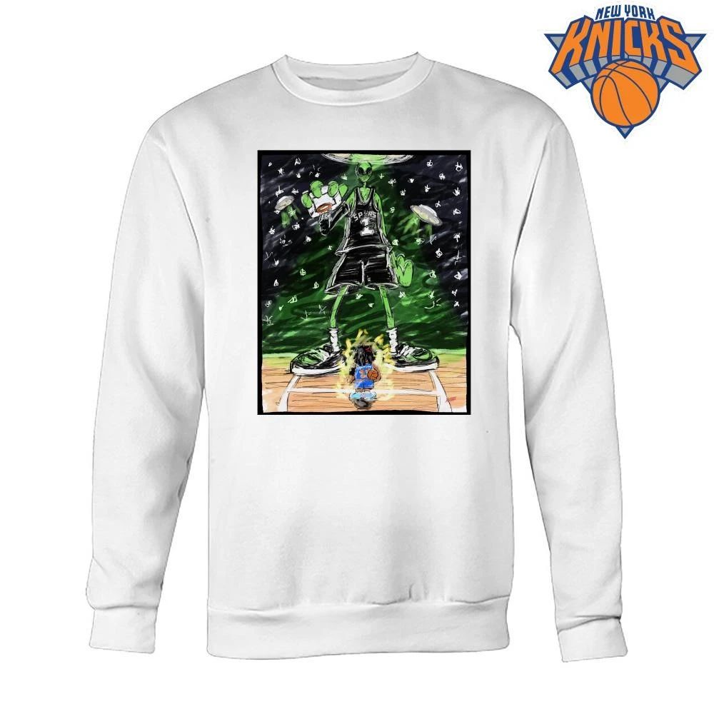 Giant Alien Spurs Versus Anime Glow Jalen Brunson Basketball Art Illustration New York Knicks Champions NBA 2026 shirt