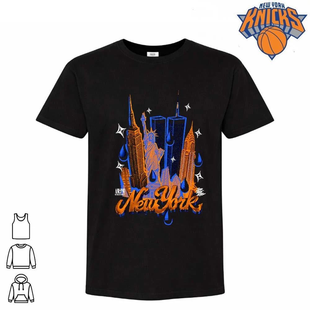 Empire State Building Twin Towers Skyline Retro Graffiti Art New York Knicks Champions NBA 2026 shirt