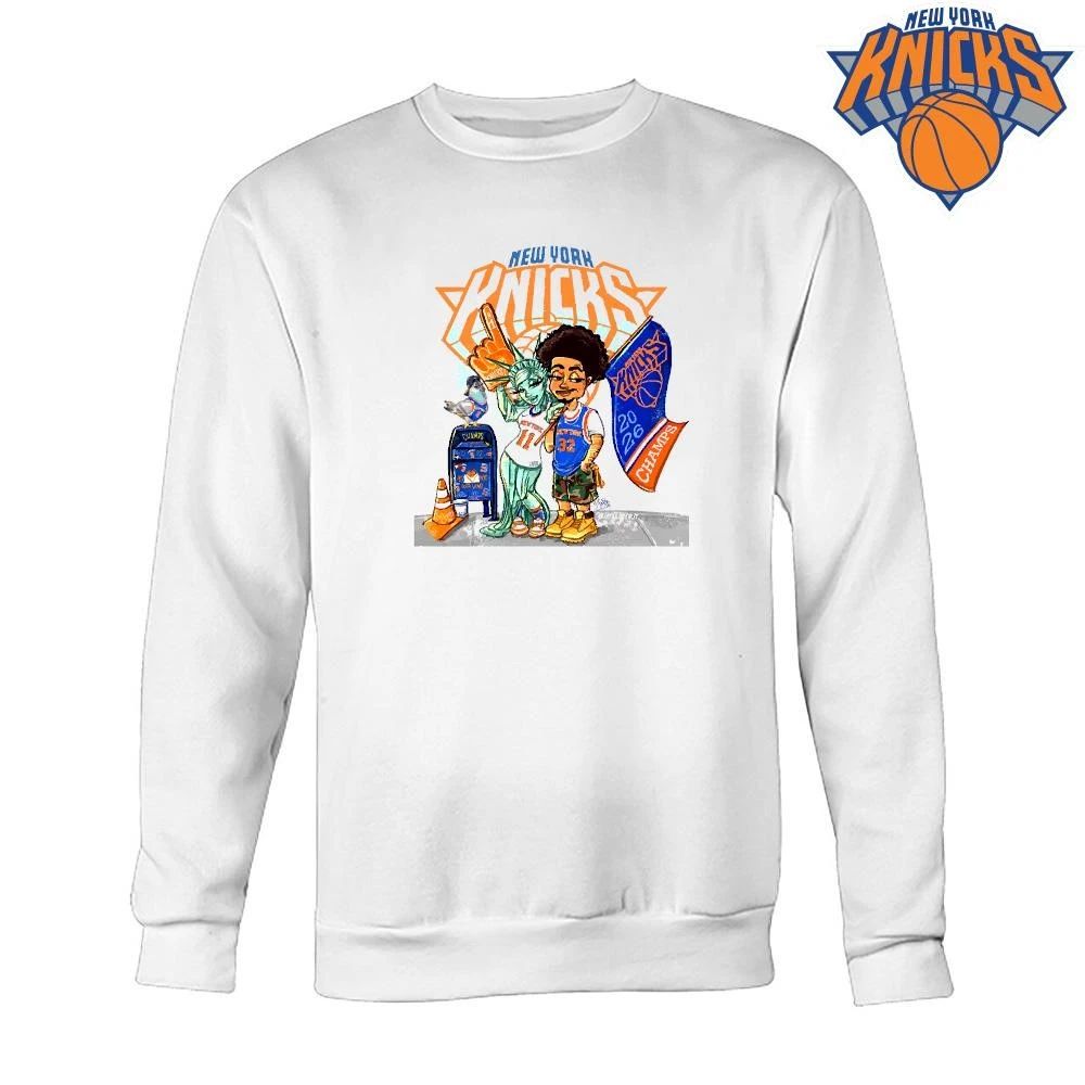 New York Knicks Champions NBA 2026 Cartoon Liberty Brunson Skyline Shirt