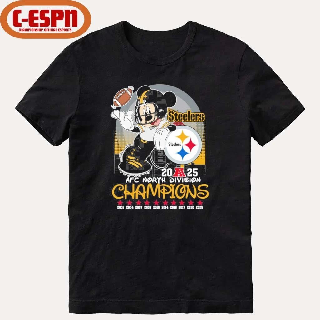 Mickey Mouse X Pittsburgh Steelers 2025 AFC North Division Champions Shirt