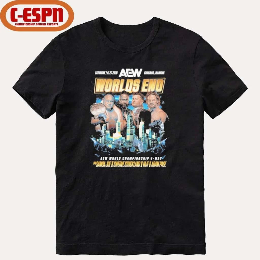 AEW Worlds End 2025 Matchup – Samoa Joe vs Hangman Adam Page vs Swerve Strickland vs MJF Shirt