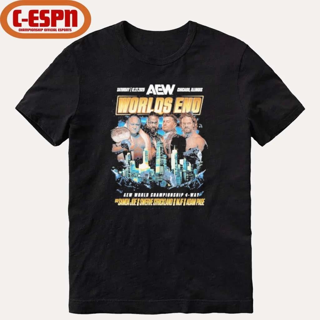 AEW Worlds End 2025 Matchup – Samoa Joe vs Hangman Adam Page vs Swerve Strickland vs MJF Shirt