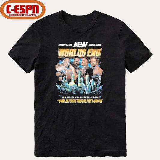 AEW Worlds End 2025 Matchup – Samoa Joe vs Hangman Adam Page vs Swerve Strickland vs MJF Shirt
