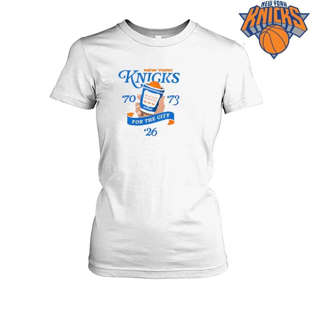 New York Knicks Champions NBA 2026 For The City NY Coffee Cup Graphic Tee Shirt