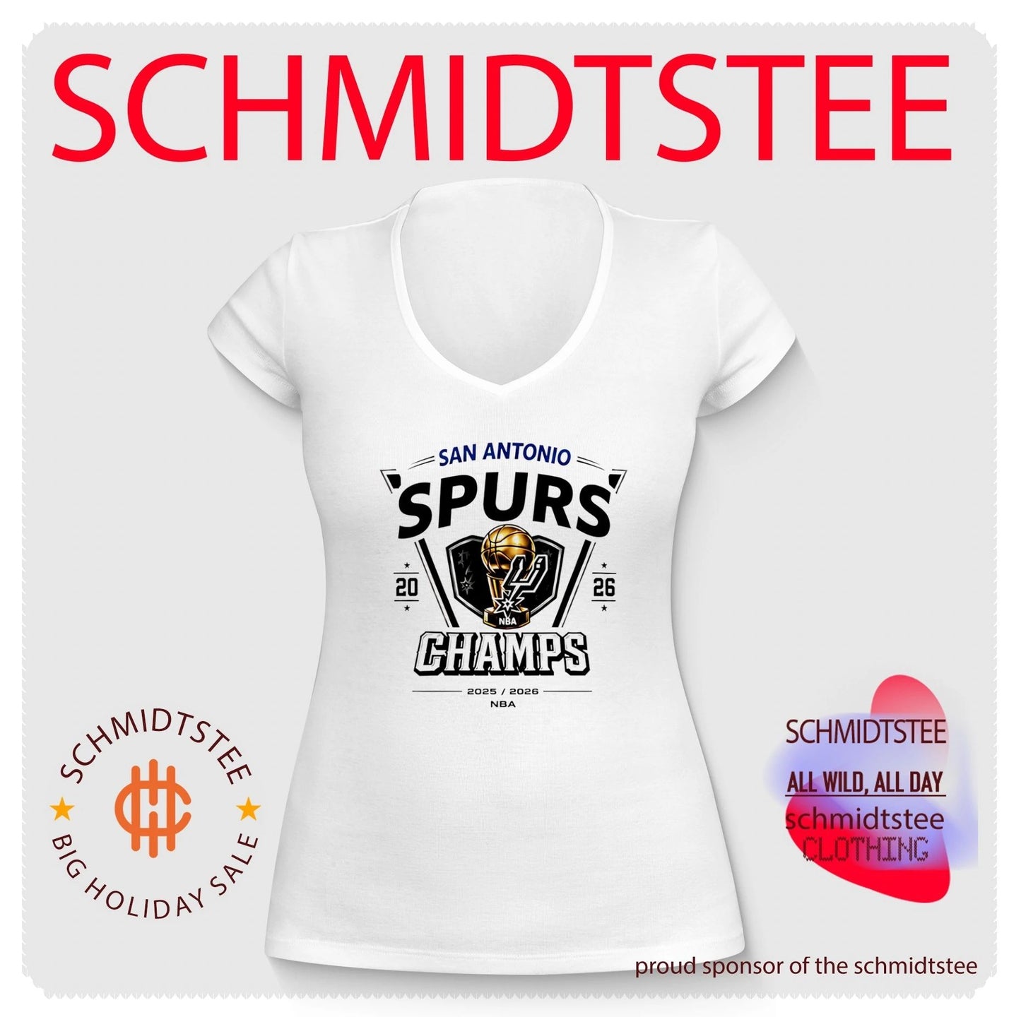 San Antonio Spurs 2026 NBA Champions White Logo shirt