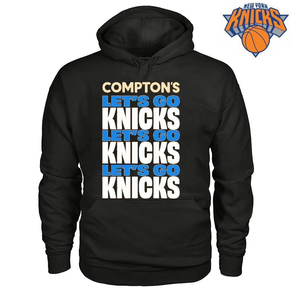 New York Knicks Comptons Let Is Go Knicks Orange Blue Text Graphic Basketball NBA Finals 2026 Shirt