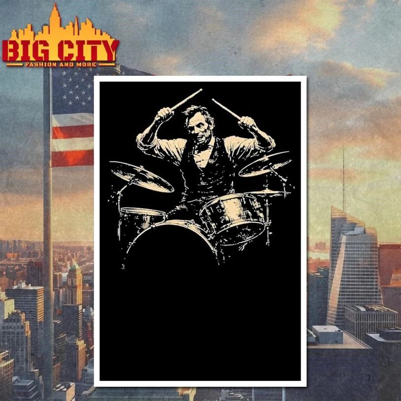 Abraham Lincoln Playing Drums Monochromatic Vintage Shirt