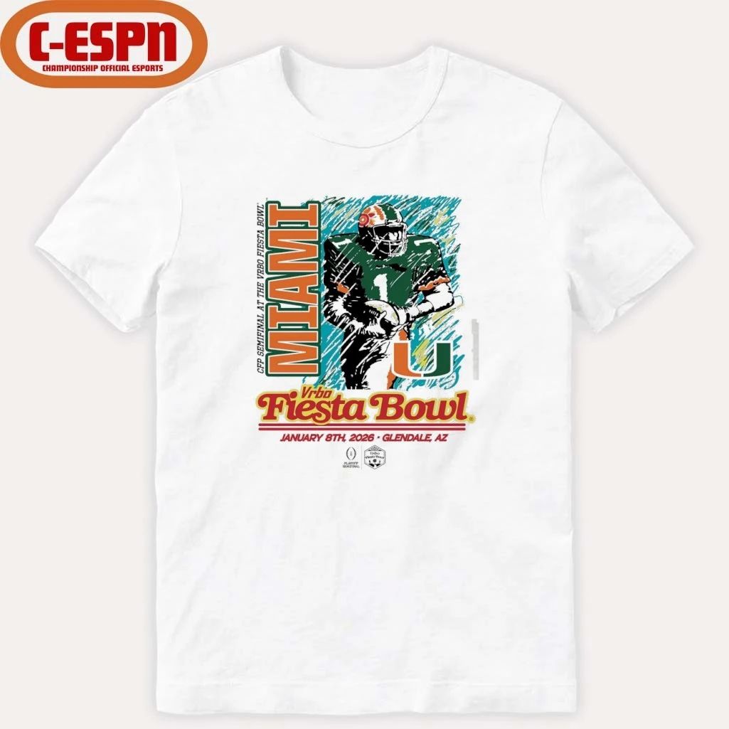 2026 Vrbo Fiesta Bowl Miami Hurricanes CFP Semifinal Breakaway Blur T-Shirt