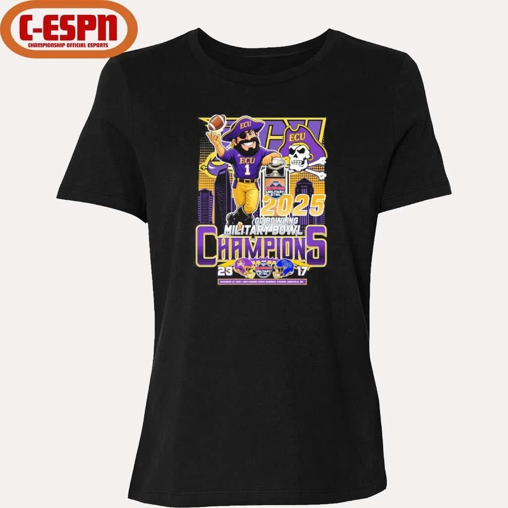 ECU Pirates Mascot Go Bowling Military Bowl Champions 2025 Shirt