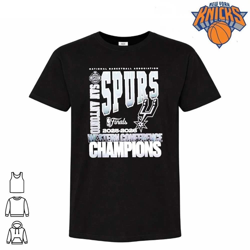San Antonio Spurs Fanatics Black 2026 NBA Western Conference Champions Stacked Block Shirt