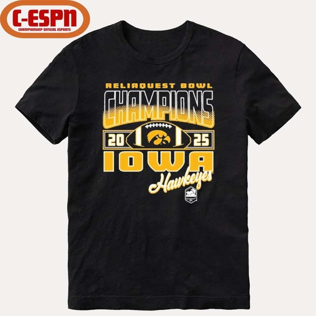 Iowa Hawkeyes 2025 Reliaquest Bowl Champions Official T-Shirt