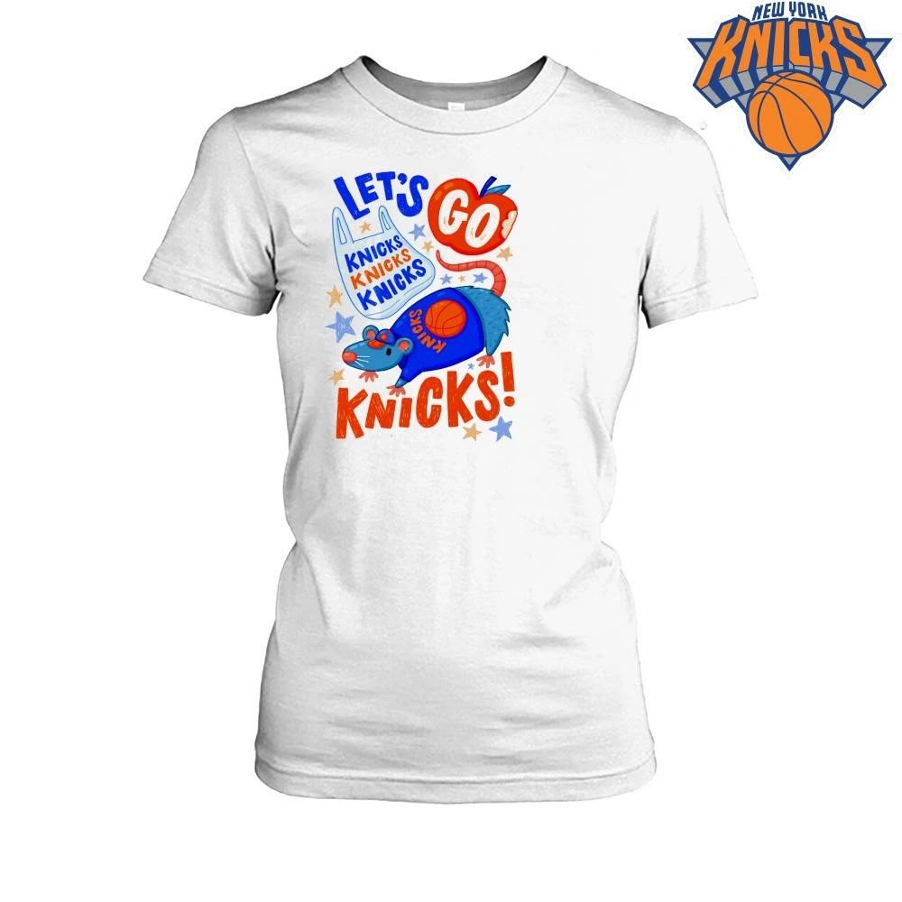 Lets Go New York Knicks Cute Possum Rat Graphic Art Steph Stilwell NBA Finals 2026 Basketball Fan Shirt