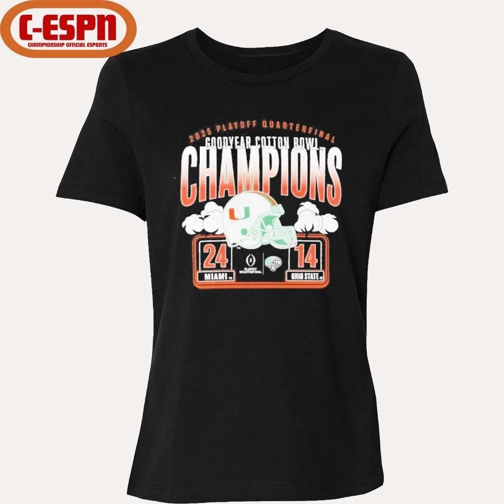 Miami Hurricanes 2025 CFP Cotton Bowl Champions Scoring Drive T-Shirt