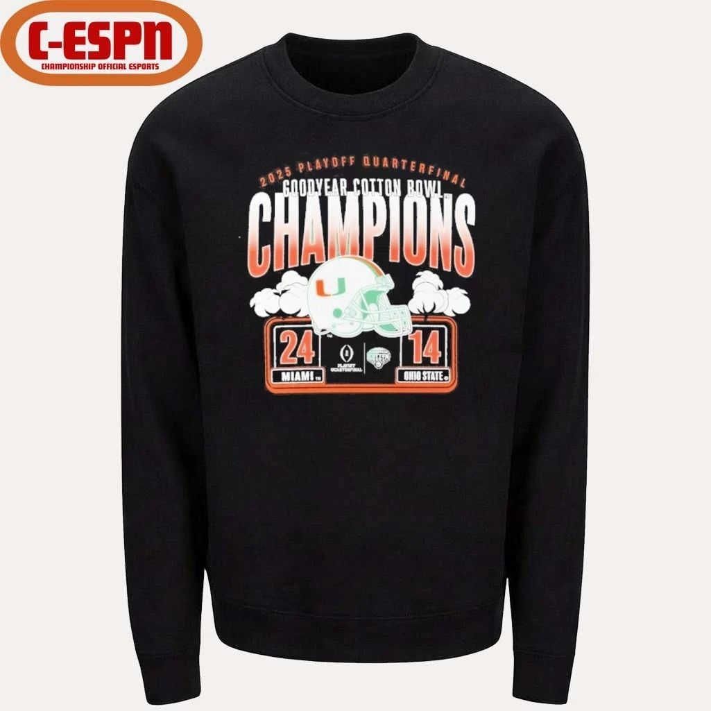 Miami Hurricanes 2025 CFP Cotton Bowl Champions Scoring Drive T-Shirt