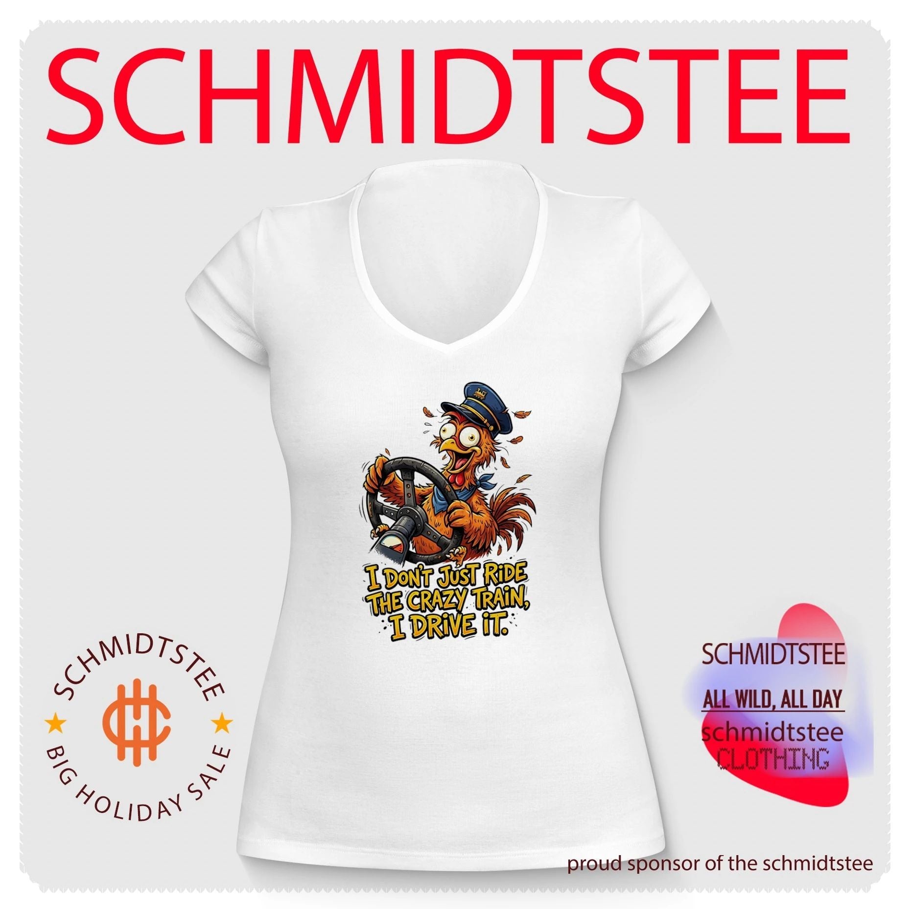 I don’t just ride the crazy train I drive it cartoon chicken shirt