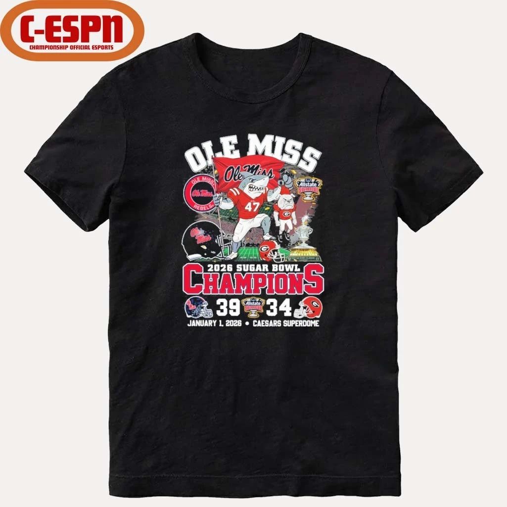 Ole Miss Rebels Mascot Allstate Sugar Bowl Champions Score Shirt
