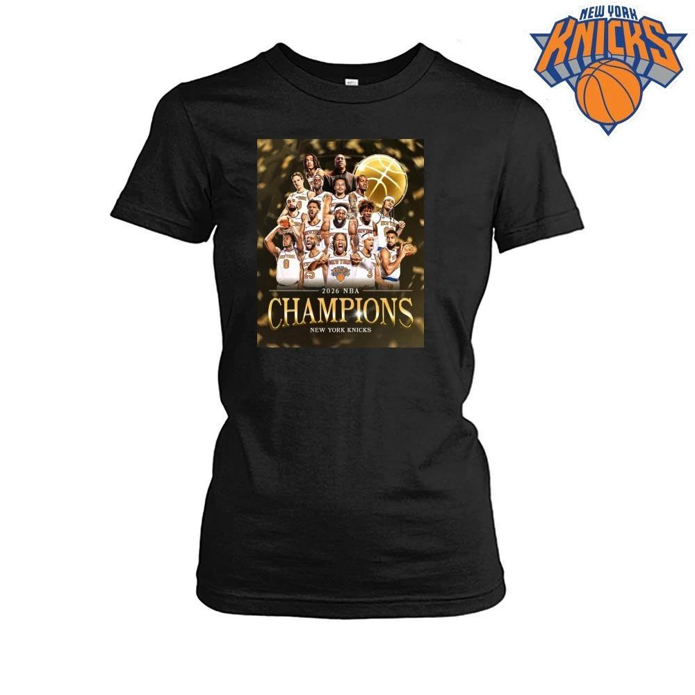 New York Knicks Champions NBA 2026 Team Roster Gold Basketball Shirt
